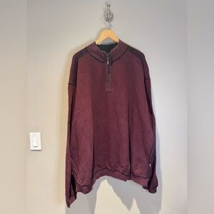 Tommy Bahama Reversible 1/4 Zip Pullover Sweater - Burgundy & Black